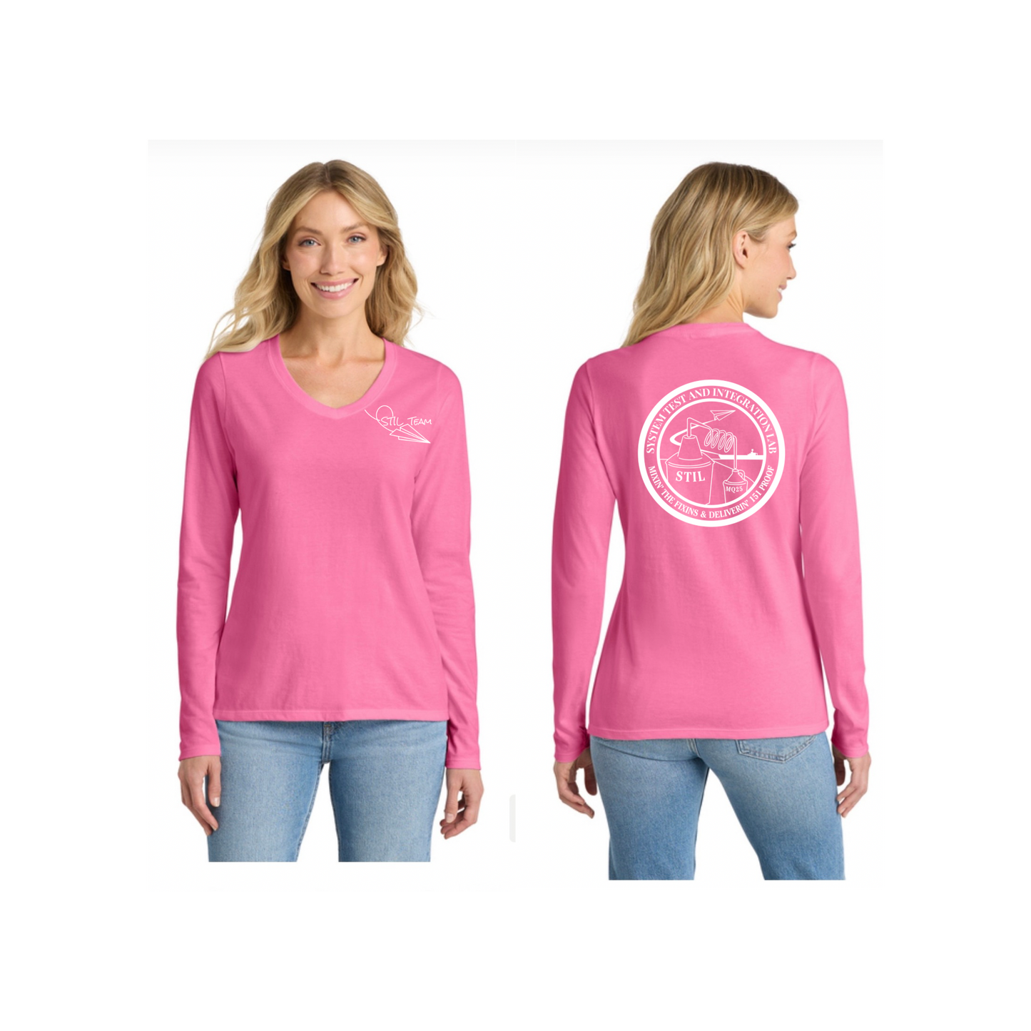 Women's V-Neck Long Sleeve Shirt printed