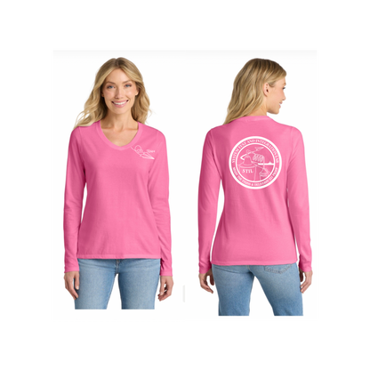 Women's V-Neck Long Sleeve Shirt printed