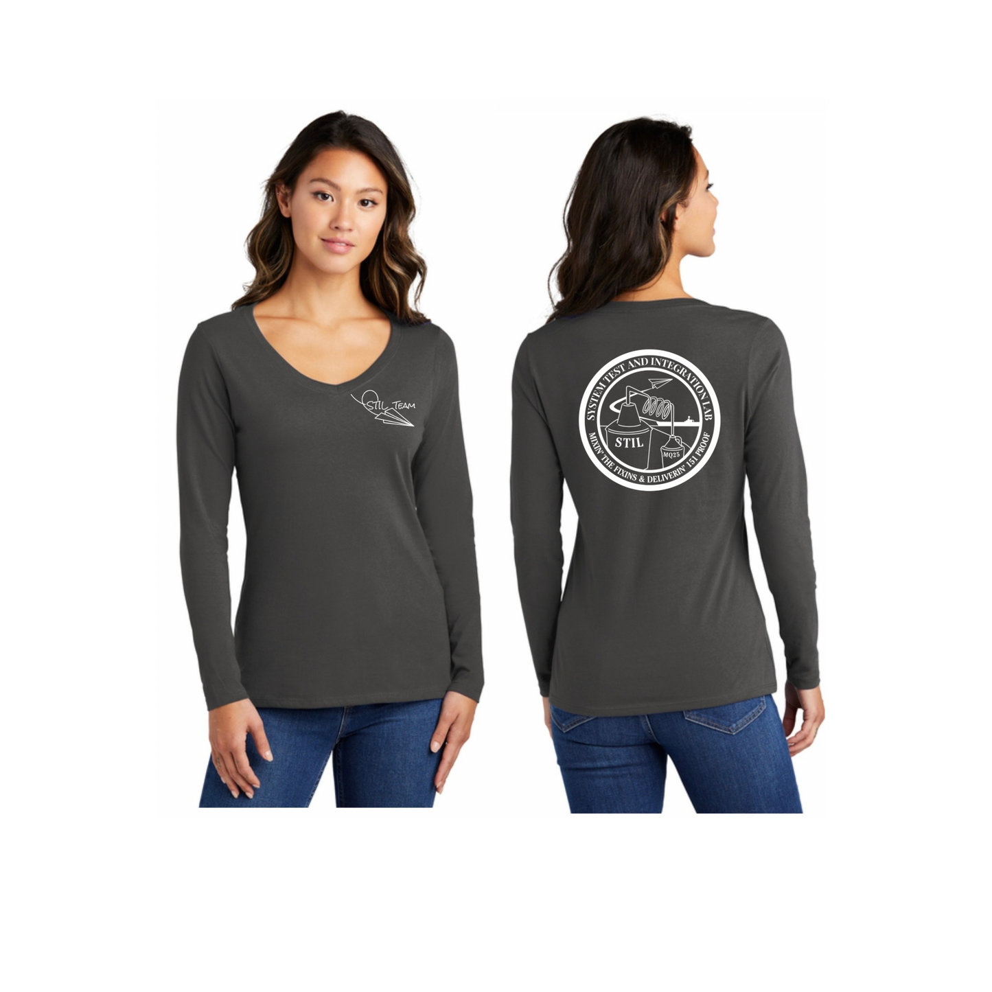 Women's V-Neck Long Sleeve Shirt printed
