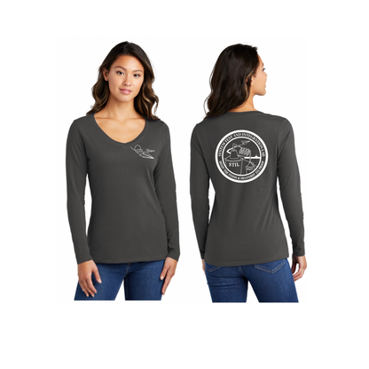 Women's V-Neck Long Sleeve Shirt printed