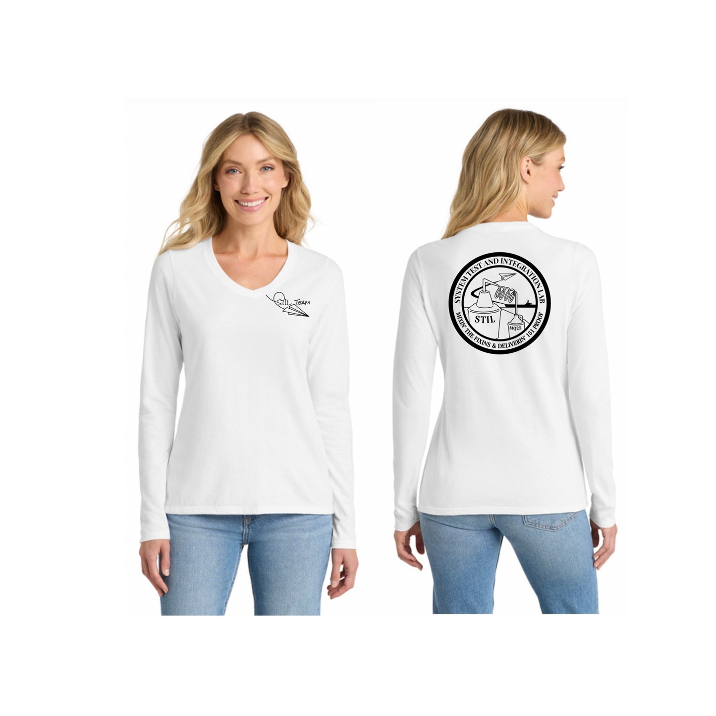 Women's V-Neck Long Sleeve Shirt printed