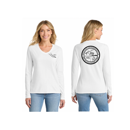 Women's V-Neck Long Sleeve Shirt printed