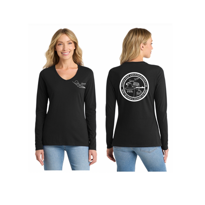 Women's V-Neck Long Sleeve Shirt printed