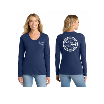 Women's V-Neck Long Sleeve Shirt printed