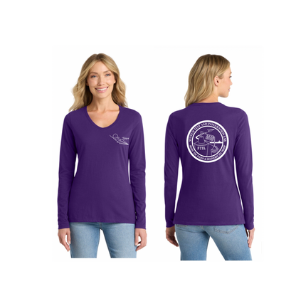 Women's V-Neck Long Sleeve Shirt printed