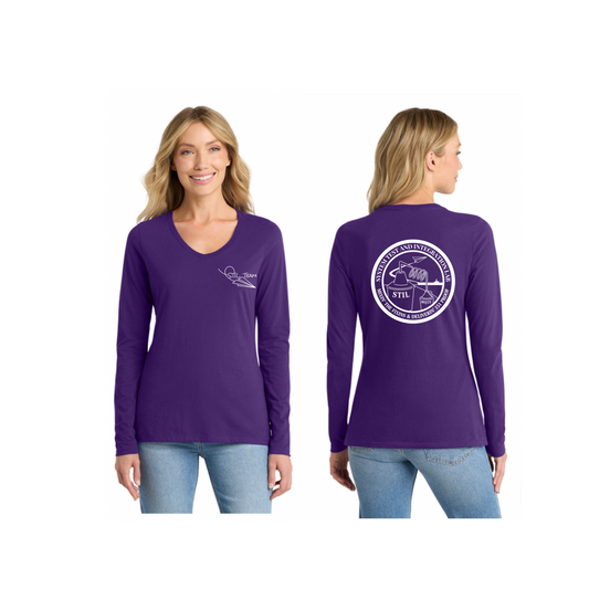 Women's V-Neck Long Sleeve Shirt printed