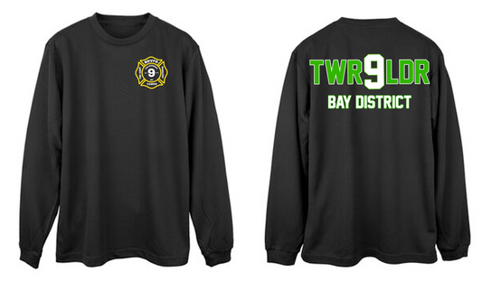 Tower Ladder Station 9 Bay District Long Sleeve Green Letters