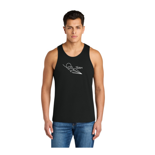 Men's tank top with large writing on front