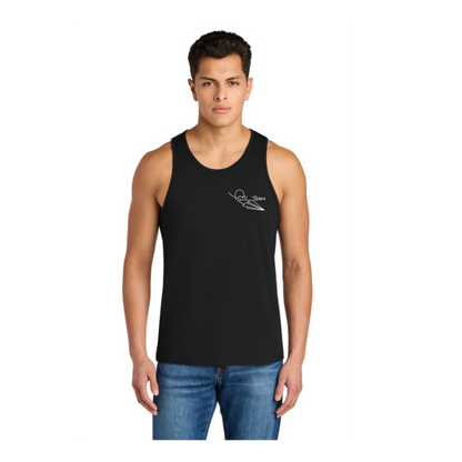 Men's tank top with large writing on chest